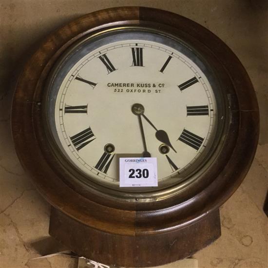 A 19th century Black Forest walnut wall clock, 12.5in.